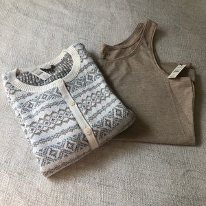🆕NWT: Talbot’s Metallic Fair Isle Cardigan and Gold cami